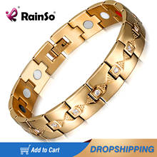 Rainso Fashion Stainless Steel Bracelet For Women Magnetic 4in1 Bio Energy Healthy Gold Zircon Bracelets&Bangles Girls Jewelry 2024 - buy cheap