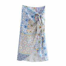 Xitimeao  Women 2021 Chic Fashion Retro Ethnic Printing Mini Skirt Vintage High Waist One Piece Lace Up Skirt Xitimeao 2024 - buy cheap