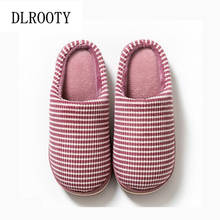 Women Winter Warm Slippers Indoor Fashion Striped Platform Silent Non-slip Short Plush Shoes Slides Flat Casual Comfortable 2024 - buy cheap