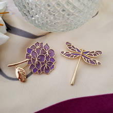 2021NEW Trendy Purple Metal Dragonfly Lilac Elegant noble Plant Animal Brooch for Women And Man Party Collar Suit Badges Jewelry 2024 - buy cheap