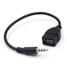 Conversor de áudio aux para usb tipo a, adaptador fêmea otg preto de 3.5mm 20cm, cabo portátil universal prático para carro eua #268463 2024 - compre barato