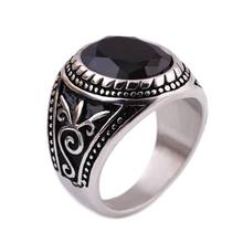 Модное кольцо в стиле хип-хоп с красным/черным цирконием и резным узором, мужское кольцо в стиле кэжуал 2024 - купить недорого
