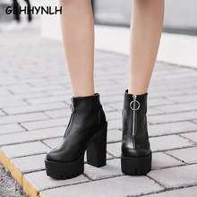 GBHHYNLH-botas de vaquero con plataforma para mujer, Botines de tacón grueso, zapatos cortos, LJA812 2024 - compra barato