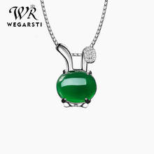 WEGARSTI-Colgante de conejo de cuarzo rosa para mujer, Collar de plata de ley 925, regalos de cumpleaños para Wif 2024 - compra barato