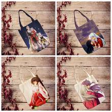 Inuyasha Style Fashion Anime Foldable Canvas Shopping Bag Casual Shoulder Bags Customized Tote Handbag unisex New 2024 - buy cheap