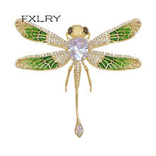 FXLRY-broche de circonia cúbica para mujer, broche de libélula grande, broche, broche, accesorios de joyería 2024 - compra barato
