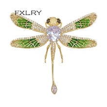 FXLRY Luxury fashion Cubic Zirconia Big Dragonfly Brooch Broach Pin Women Jewelry Accessories 2024 - buy cheap