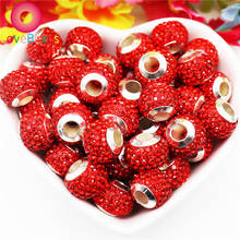 50Pcs Red Color Rhinestone Round Spacer European Large Hole Beads Fit for Bracelet Making DIY Jewelry European Pandora Charms 2024 - buy cheap