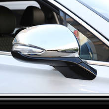 Cubierta de espejo retrovisor para coche, accesorios embellecedores de fibra de carbono y cromo ABS para Hyundai Santa FE 2018 2019 2020 2024 - compra barato