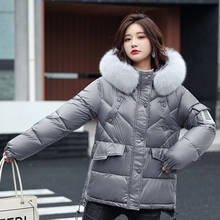 Женское длинное пальто с меховым воротником LISYRHJH, свободная Теплая стеганая куртка с капюшоном, зимняя одежда, парки, длинные пальто 2024 - купить недорого