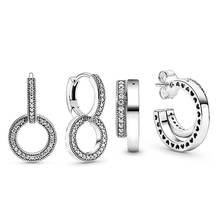 New 925 Sterling Silver Earrings Shiny Double Ring Interlaced Romantic Earrings Suitable For Original European Female  Jewelry 2024 - buy cheap