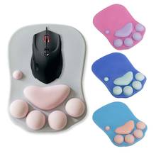 Mousepad 3d macio de gato, apoio para pulso, apoio para o pulso, espuma de silicone confortável, ergonômico 2024 - compre barato