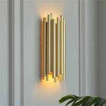 Lámparas de pared doradas nórdicas para sala de estar, lámpara de lujo moderna para pasillo, hotel, villa, modelo de estudio, luces LED de pared 2024 - compra barato