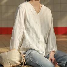 Женская блузка с длинным рукавом, летний кружевной кардиган с V-образным вырезом 2024 - купить недорого
