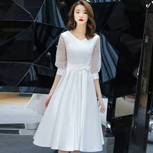 Vestido chinês curto com decote em v, vestido branco curto qipao sexy oriental para casamento, vestido de princesa elegante para noite 2024 - compre barato