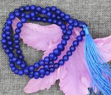 Натуральный 6 мм нефритовый буддийский синий сапфир 108 молитвенные бусы Mala браслет ожерелье 2024 - купить недорого