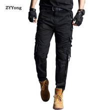 Calça camuflada masculina, calça militar de algodão com muitos bolsos 2020 2024 - compre barato