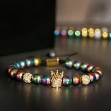 Classic Luxury Men Bracelets&Bangles CZ Zircon Crown Colorful Stone Beads Macrame For Women Jewelry Bileklik 2024 - buy cheap