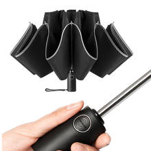 10k fully automatic reflective safety women rain umbrella three-folding strong windproof reverse men business umbrella 2024 - buy cheap