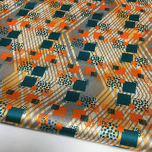 Stretch mulberry silk satin fabric orange color contrast geometric digital printing Amoi 140cm wide natural silk fabric 2024 - buy cheap