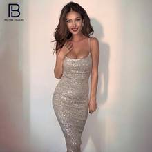 PB Chic Bling Sequins Slip Dress Sexy Sleeveless Square Collar Celebrity Party CLub Vestido Free Shipping 2024 - buy cheap