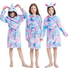 Children Unicorn Bath Robe For Girls Pyjamas Winter Flannel Bathrobes Kids Peignoir Unicorn towel robe Animal Hooded Sleepwear 2024 - buy cheap