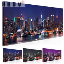 HKDV Abstract New York City Night Scene Canvas Paintings Posters Prints Salon Wall Art Pictures Home Decor Living Room Unframed 2024 - buy cheap