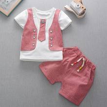 2021 Boy Clothes New Summer Gentleman Suit Short Sleeve Shirt Shorts Two-piece Suit Boys British Set For Baby 1 2 3 4 Years 2024 - buy cheap