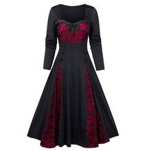 # Z20 feminino vestido de tamanho grande halloween crânio laço inserir mock botão bowknot vestido gótico vestidos medievais 2024 - compre barato