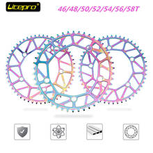 130 BCD fold bike chainwheel narrow width anti-hanging chain rainbow plating chainring for brompton46 48 50 52 54 56 58T litepro 2024 - buy cheap