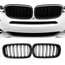 Car Carbon Fiber&Gloss Black Double Slats Front Kidney Grille Grill For-BMW X5 F15 X6 F16 X5M F85 X6M F86 2014-2018 2024 - buy cheap