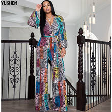 African Print Dresses For Women Sexy V-neck Jumpsuit African Clothes Africa Dress Dashiki Ankara Style Plus Size Africa Clothing 2024 - buy cheap