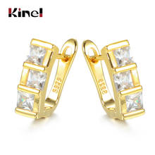 Kinel Square Zircon Bridal Wedding Stud Earrings Gold Color Copper White AAA Cubic Zirconia Korean Earring For Women To Gift 2024 - buy cheap