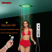 Cabezal de ducha de techo LED con decoración de cristal, Panel de ducha termostático oculto, grifo mezclador, juego de bañera 2024 - compra barato