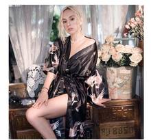 Womens Satin Robe Sleepwear Bride Bridesmaid Robes Wedding Ladies Nightgown Crane Kimono M L XL XXL XXXL Size Home Clothing 2024 - buy cheap