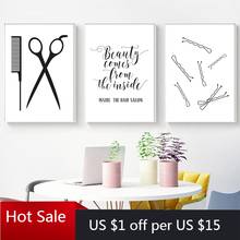 Hair Salon Decor Hairdressing Scissors Hair Quote Canvas Painting Prints Hairdresser Gift Beauty Salon Wall Art Posters Room Dec 2024 - buy cheap