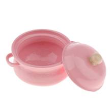 Pink Dollhouse Miniature Mini Metal Soup Pot with Lid 1:12 Scale 2024 - buy cheap