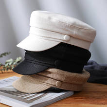 Fashion Lady Cotton Linen Military Hat Summer Sailor Hats For Women Men Flat Top Caps Female Travel Cadet Hat Captain Cap 2024 - buy cheap
