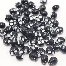 100 Black Colour With White Acrylic Halloween Gothic Skull Beads 10mm Steam Punk 2024 - buy cheap