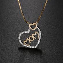 Newranos Double Heart Shaped Love Mom Pendant Necklace CZ Zirconias Mama Necklace for Fashion Jewelry Mother's Gift PWX003142 2024 - buy cheap