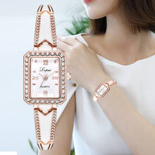 Women Fashion Quartz Watch Luxury Rectangle Diamond Dial Watches Stainless Steel Crystal Inlaid Band Wristwatches Montre Femme 2024 - buy cheap