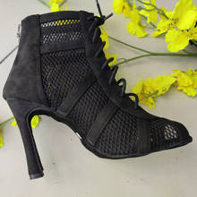 Zapatos de baile latino para mujer, botas de baile de salón con tacón de 8,5 cm, zapatos de baile de Salsa y Tango, sandalias de fiesta de suela suave para niña 2024 - compra barato