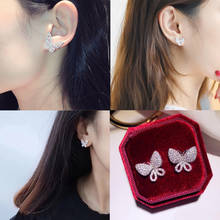 Pendientes de tuerca para mujer, joyería de lujo coreana, cristal completo, 4 tipos de mariposa, Micro circonita, regalo de fiesta, KBE330 2024 - compra barato