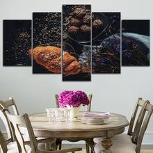 Pintura en lienzo moderna para cocina y restaurante, decoración del hogar para arte de pared, carteles de flores y bolas de Chocolate, imágenes modulares, 5 piezas 2024 - compra barato