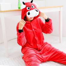 Kigurumi bull ox pijamas adultos animais onesies inverno pijamas feminino homem flanela pijamas cosplay trajes 2024 - compre barato