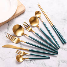 Green Gold Cutlery Tableware Set 18/10 Stainless Steel Dinner Knife Fork Spoon Dinnerware Silverware Flatware Set Dropshipping 2024 - buy cheap