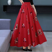 Floral Skirt Spring Autumn Women's Clothing Large Size Cotton And Linen Embroidery Retro Ethnic Style Female Long Skirt y1051 2024 - buy cheap
