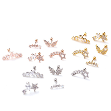 High Quality 1PC Star Flower Crown Ear Studs Helix Piercing Cartilage Earring Conch Rook Tragus Stud Ear Piercing Jewelry 2024 - buy cheap