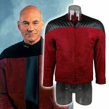 Estrela a próxima geração trek capitão picard dever uniforme jaqueta tng traje vermelho homem casaco de inverno quente cosplay traje prop 2024 - compre barato