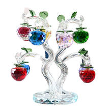 Crystal Glass Apple Tree Ornaments with 12pcs Hangs Faceted Apples Home Decor Figurine Christmas New Year Crafts Gifts Souvenir 2024 - buy cheap